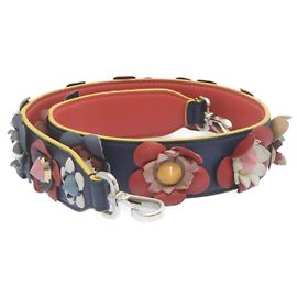 Fendi Flowerland Strap You Shoulder Strap Studded Leather Navy blue