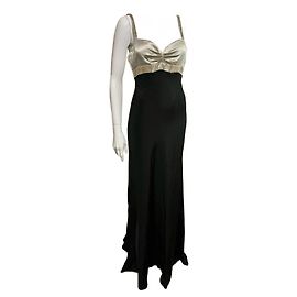 Jenny Packham Abito da sera in seta nera e argento con perline ricamate a mano Nero Argento