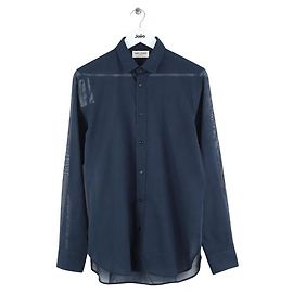 Saint Laurent Camisa de Algodón Marino Azul marino
