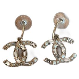 Brincos Chanel com pérolas e diamantes Prata