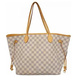 Louis Vuitton-Louis Vuitton Damier Azur Neverfull MM Tote Bag-White
