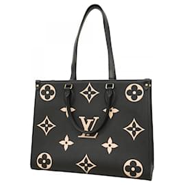 Louis Vuitton-Louis Vuitton Monogram Empreinte On-the-Go MM Tote Bag-Black,Beige