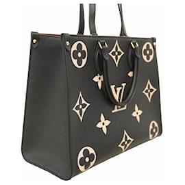 Louis Vuitton-Louis Vuitton Monogram Empreinte On-the-Go MM Tote Bag-Black,Beige