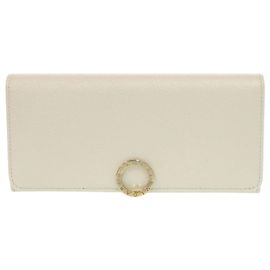 Bulgari Bvlgari White Leather Tri-fold Long Wallet White