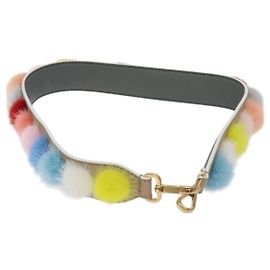 Fendi Pom Pom Sangle Vous Sangle en Cuir et Fourrure Multicolore