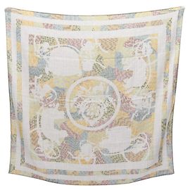Sciarpa Hermès Carré 90 Marmo Ex-Libris Marrone Multicolore