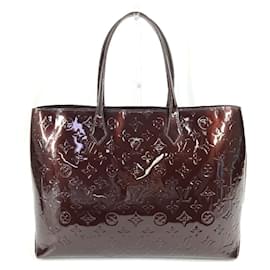 Louis Vuitton-Louis Vuitton Monogram Vernis Wilshire MM Tote Bag-Dark red,Purple