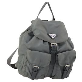 Prada Double Front Pocket Backpack Tessuto Small Brown