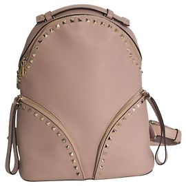 Valentino Garavani Rockstud Two Pocket Backpack in Blush Pink Leather Medium Pink