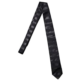 Saint Laurent-Saint Laurent, black striped structured tie-Black