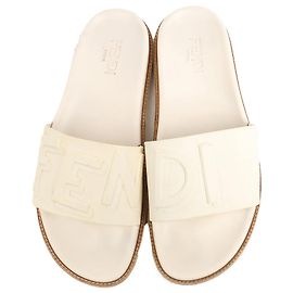 Fendi Gummisandalen in Ecru, Größe 46 EU Beige