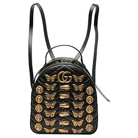 Gucci Black Small GG Marmont Matelasse Leather Animalier Backpack Black