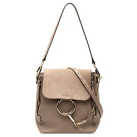 Chloé Brown Medium Calfskin and Suede Faye Backpack Brown Taupe