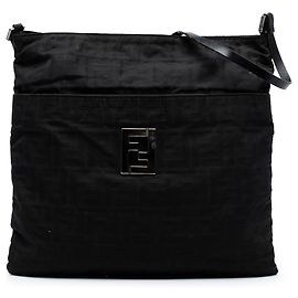 Fendi Black Zucca Canvas Shoulder Bag Black