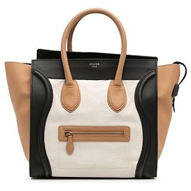 Céline Celine Mini Tricolor de Piel de Ternera Blanca Tote de Viaje Blanco