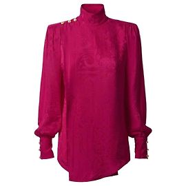 Top de seda jacquard Balmain pour H&M Fucsia Fucsia