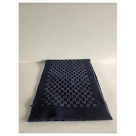 Gucci-Cachecol de lã Gucci-Azul marinho