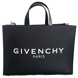 Borsa tote Givenchy G nera in pelle e cotone Nero
