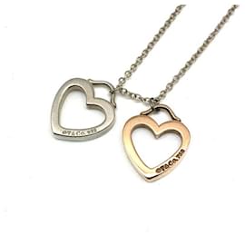 Tiffany & Co-Colar duplo sentimental em forma de coração Tiffany-Prata,Dourado