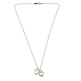 Tiffany & Co-Colar duplo sentimental em forma de coração Tiffany-Prata,Dourado