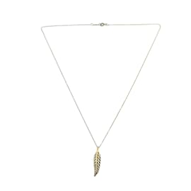 Tiffany & Co-Colar de Ouro e Prata Tiffany & Co. com Pendente de Pena-Outro