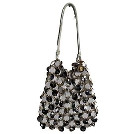 Borsa a spalla Paco Rabanne argento e bianca con paillettes e pelle Argento Bianco