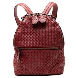 Bottega Veneta Intrecciato Backpack Red Dark red