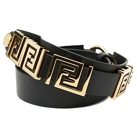 Cinturón Fendi FF Logo Negro Dorado