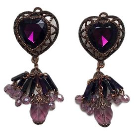 Orecchini a clip Chantal Thomass Metallo Viola Perle Strass Porpora
