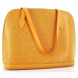 Louis Vuitton Epi Lussac Handtasche Gelb Leder Gelb Gold hardware Dunkelviolett