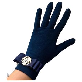 Autre Marque Guanti con nastri e medaglione Blu D'oro