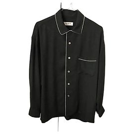 Camisa Equipment Cinza Mesclada de Rayon com Acabamento Branco Branco Cinza antracite