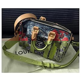 Louis Vuitton-LOUIS VUITTON KEEPALL BANDOULIERE 25 MONOGRAMA SURF AZUL MARIN-Azul marinho