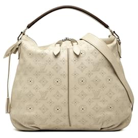 Louis Vuitton-Louis Vuitton Monogram Mahina Selene PM Tote/Shoulder Bag-White,Cream
