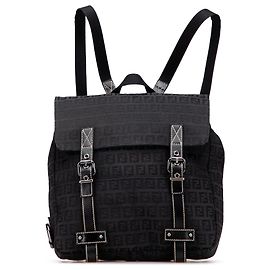 Fendi Black Zucchino Canvas Backpack Black