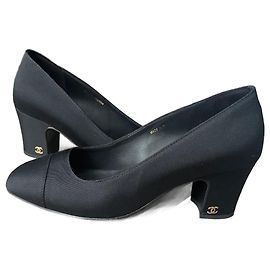 Chanel Uniform Pumps Black Cloth Size 36 Black