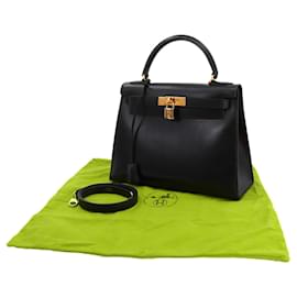 Hermès-Bolsa Hermès Kelly 28 em couro box-Preto