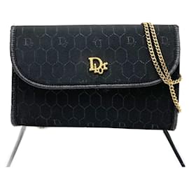 Christian Dior-Bolsa de ombro em lona preta Christian Dior-Preto