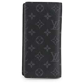 Louis Vuitton-Carteira Brazza Monogram Eclipse Louis Vuitton-Monograma