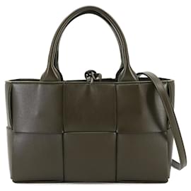 Bottega Veneta-Bolsa Bottega Veneta Intrecciato Mini The Arco 2 em 1-Caqui