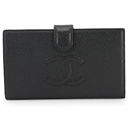 Chanel-Carteira bifold em couro caviar Chanel-Preto