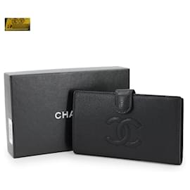 Chanel-Carteira bifold em couro caviar Chanel-Preto