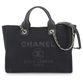 Chanel-Chanel Deauville Pequena Bolsa 2 em 1-Azul marinho