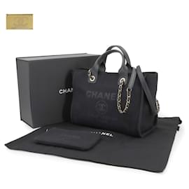 Chanel-Chanel Deauville Pequena Bolsa 2 em 1-Azul marinho