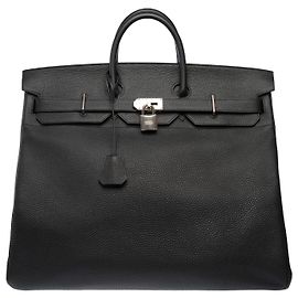 Hermès HERMES Haut a Courroies Black Leather Bag - 102970 Black