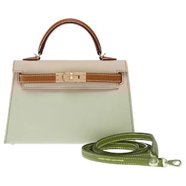Hermès-Bolsa HERMES Kelly Mini em Couro Bege - 103010-Bege