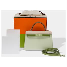 Hermès-Bolsa HERMES Kelly Mini em Couro Bege - 103010-Bege