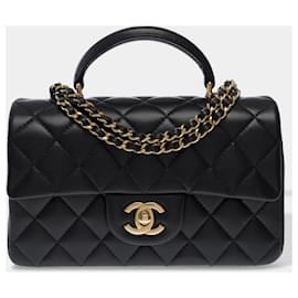 Chanel-Bolsa CHANEL Trendy CC Top Handle em Couro Preto - 103001-Preto