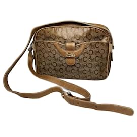 Autre Marque Borsa a tracolla in pelle verniciata monogramma Celine Paris vintage Cammello