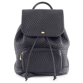 Bally gesteppter schwarzer Leder-Rucksack Schwarz